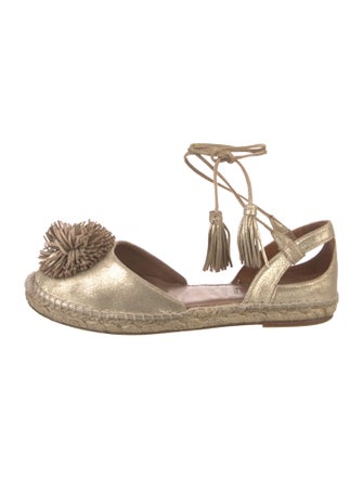 Aquazzura Leather Tassel Accents Espadrilles