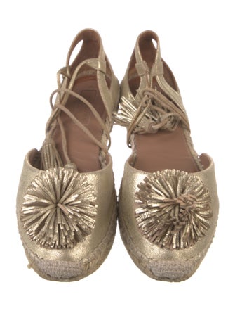 Aquazzura Leather Tassel Accents Espadrilles