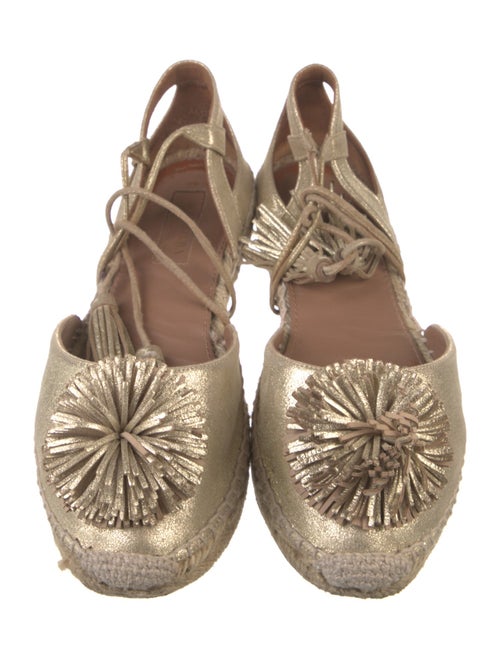 Aquazzura Leather Tassel Accents Espadrilles