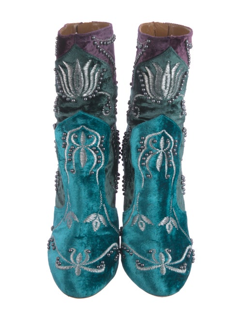 Aquazzura Velvet Colorblock Pattern Sock Boots