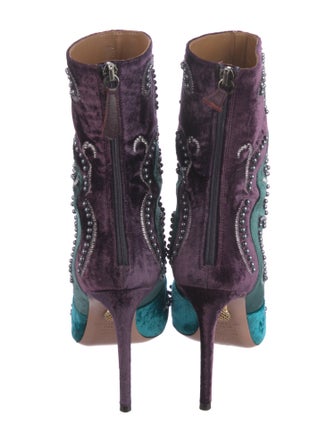 Aquazzura Velvet Colorblock Pattern Sock Boots