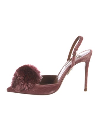 Aquazzura Velvet Cutout Accent Slingback Pumps