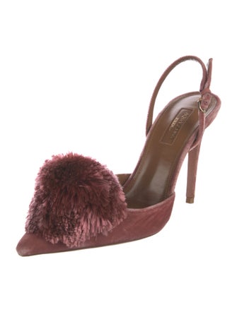 Aquazzura Velvet Cutout Accent Slingback Pumps