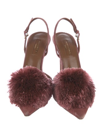 Aquazzura Velvet Cutout Accent Slingback Pumps