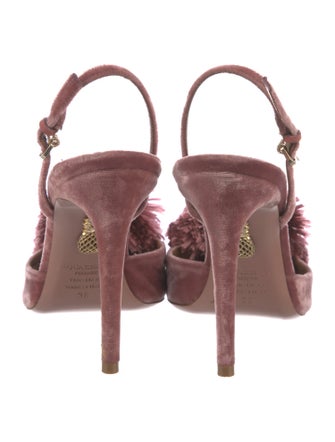 Aquazzura Velvet Cutout Accent Slingback Pumps
