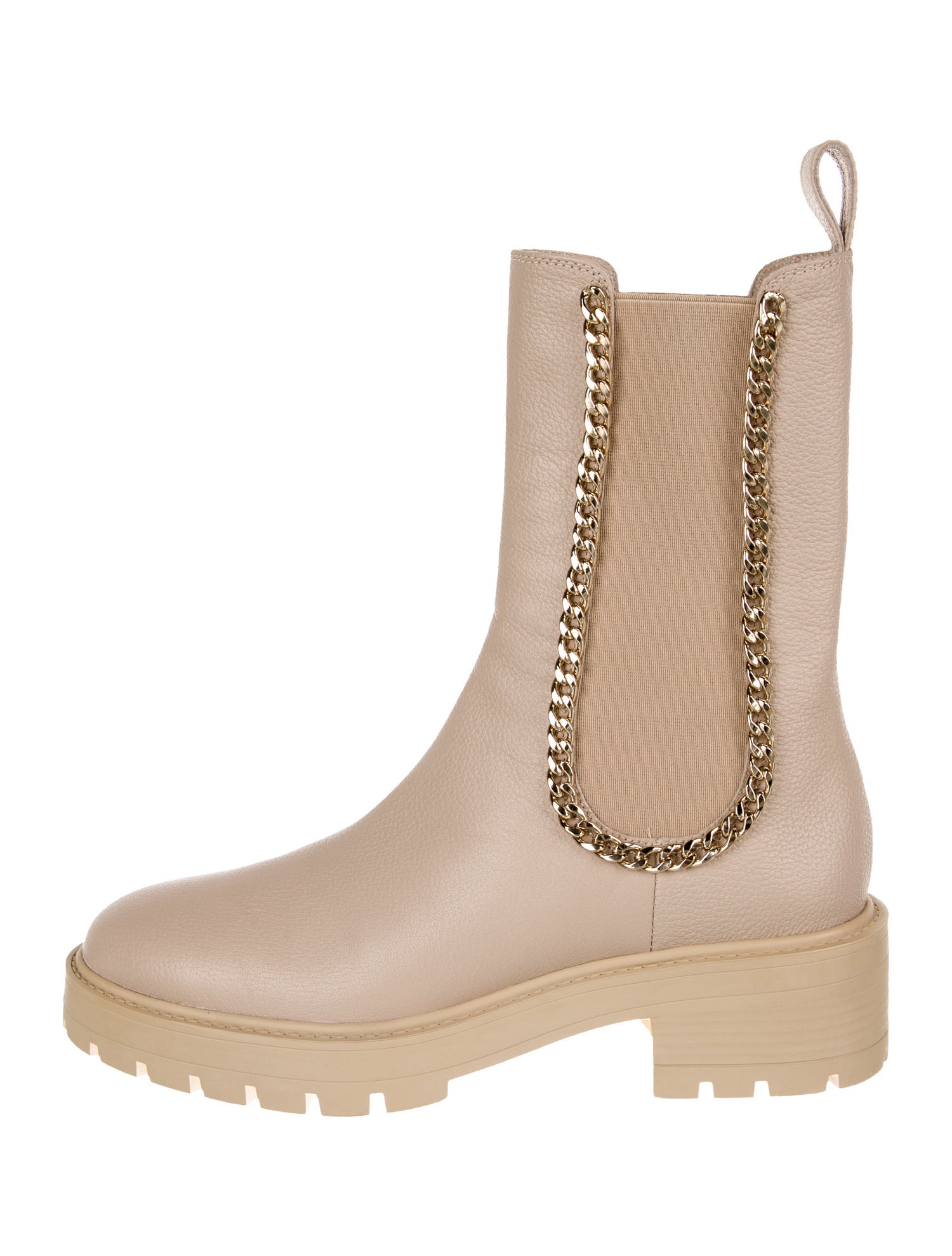 Aquazzura Leather Chain-Link Accents Chelsea Boots