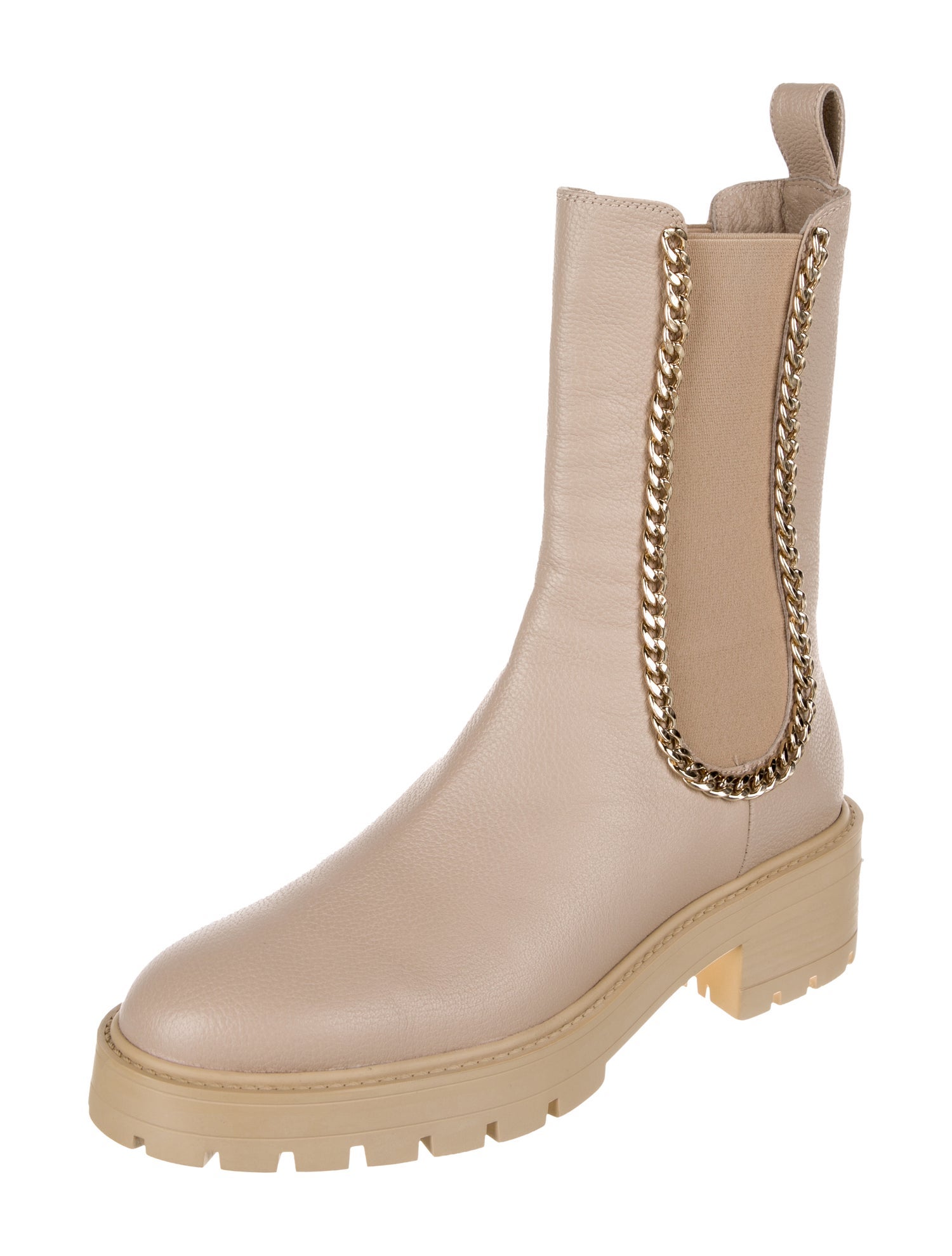 Aquazzura Leather Chain-Link Accents Chelsea Boots