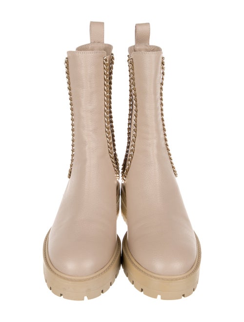 Aquazzura Leather Chain-Link Accents Chelsea Boots