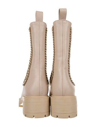 Aquazzura Leather Chain-Link Accents Chelsea Boots