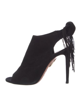 Aquazzura Suede Fringe Trim Accent Slingback Pumps