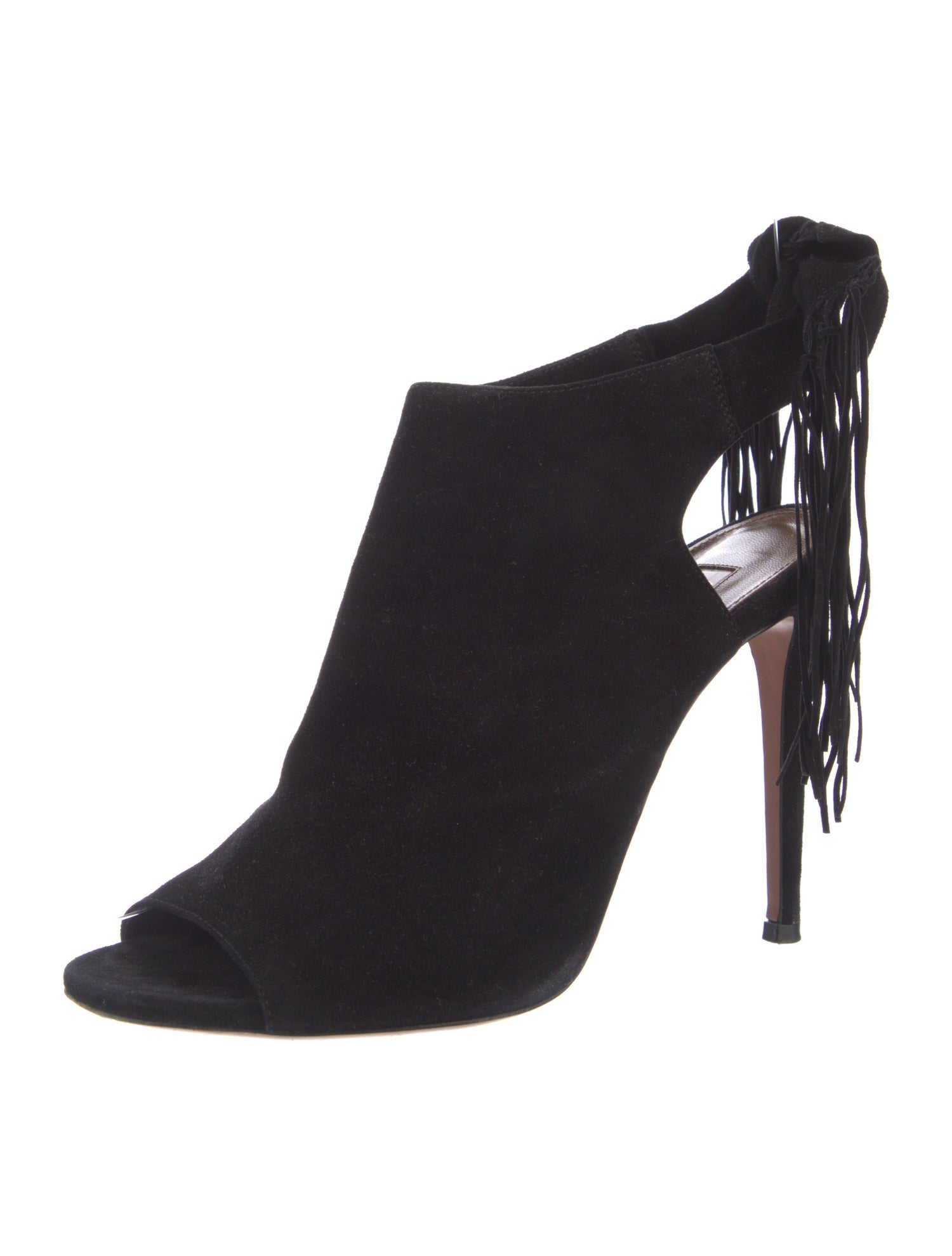 Aquazzura Suede Fringe Trim Accent Slingback Pumps