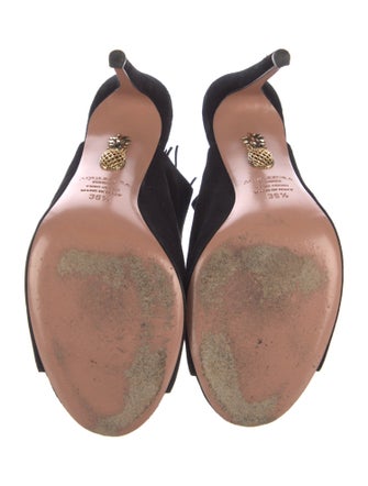 Aquazzura Suede Fringe Trim Accent Slingback Pumps