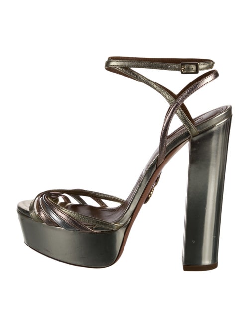 Aquazzura Leather Crystal Embellishments Sandals