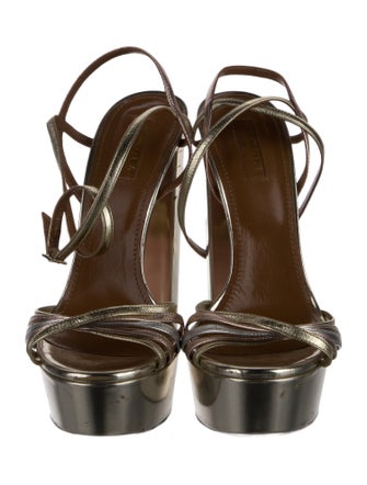 Aquazzura Leather Crystal Embellishments Sandals