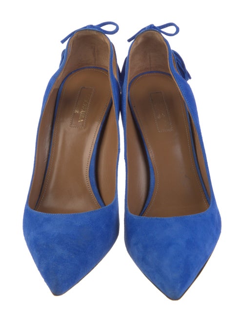 Aquazzura Suede Tassel Accents Slingback Pumps