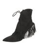 Aquazzura Suede Fringe Trim Accent Lace-Up Boots