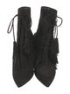 Aquazzura Suede Fringe Trim Accent Lace-Up Boots