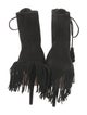 Aquazzura Suede Fringe Trim Accent Lace-Up Boots