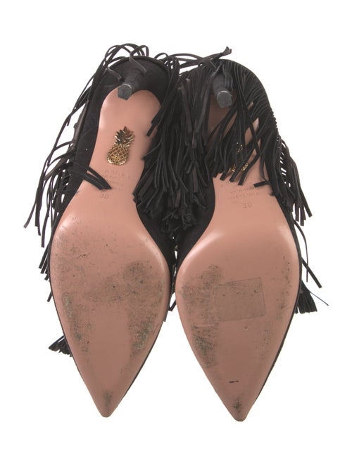 Aquazzura Suede Fringe Trim Accent Lace-Up Boots