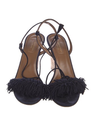 Aquazzura Suede Colorblock Pattern Sandals