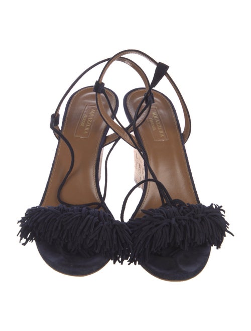 Aquazzura Suede Colorblock Pattern Sandals
