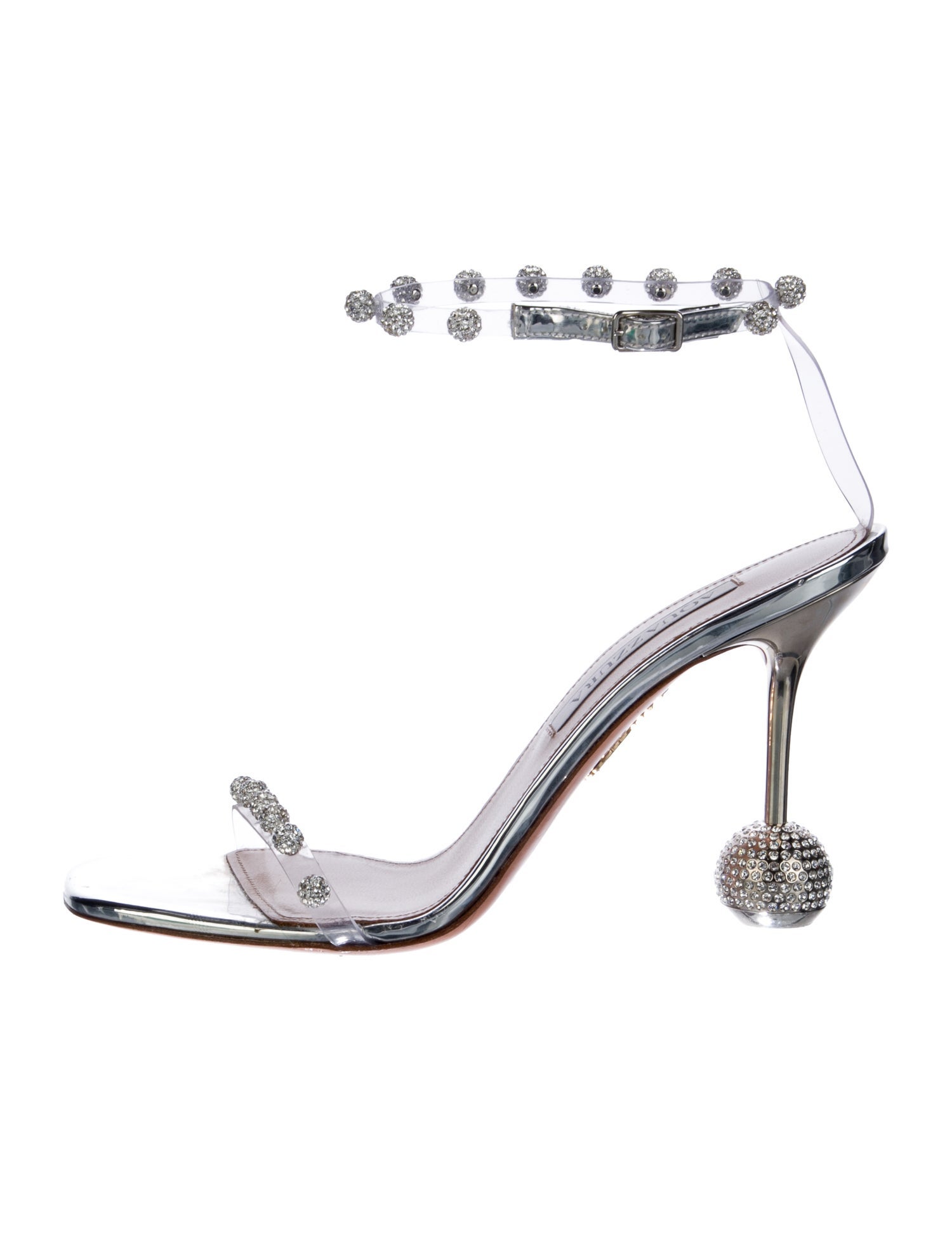 Aquazzura Leather Crystal Embellishments Sandals