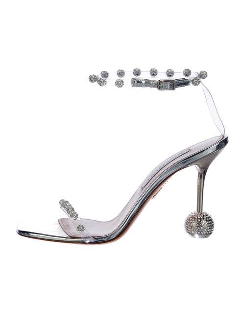 Aquazzura Leather Crystal Embellishments Sandals