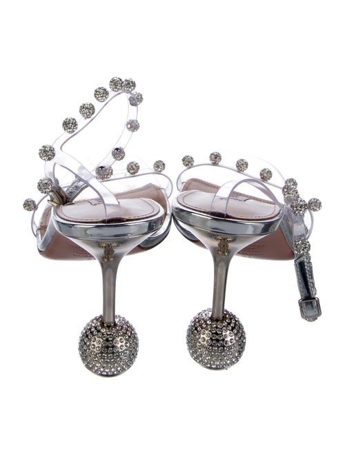 Aquazzura Leather Crystal Embellishments Sandals