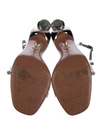 Aquazzura Leather Crystal Embellishments Sandals