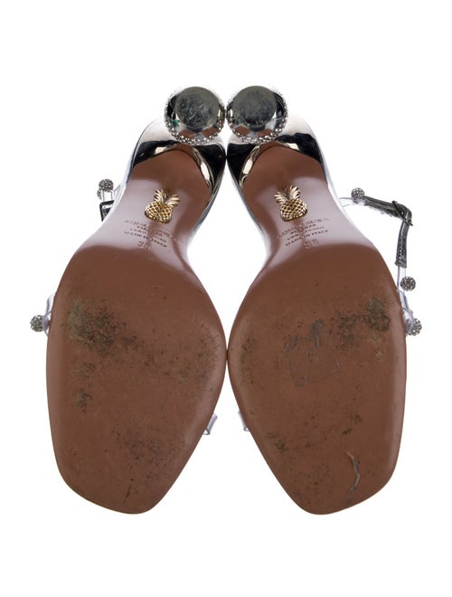 Aquazzura Leather Crystal Embellishments Sandals
