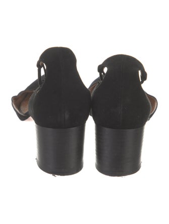 Aquazzura Suede Tassel Accents T-Strap Pumps