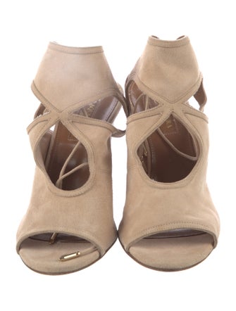 Aquazzura Suede Colorblock Pattern Espadrilles