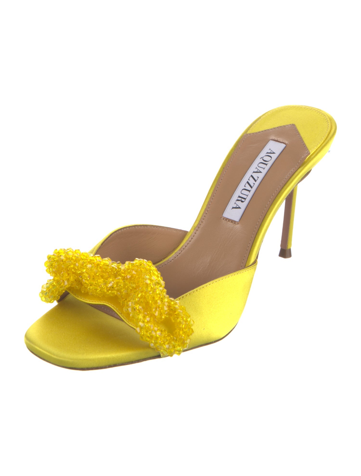 Aquazzura Satin Beaded Accents Slides