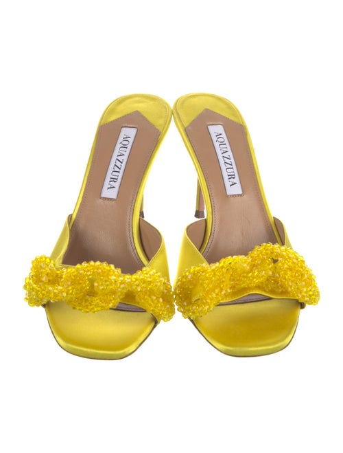 Aquazzura Satin Beaded Accents Slides
