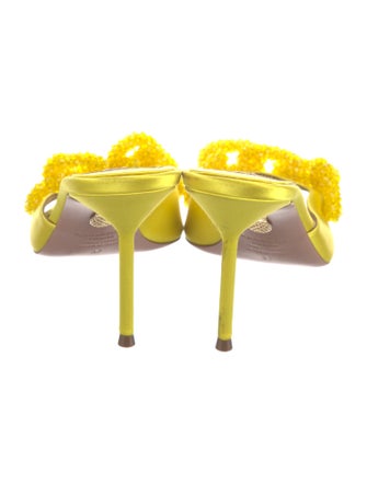 Aquazzura Satin Beaded Accents Slides