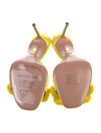 Aquazzura Satin Beaded Accents Slides