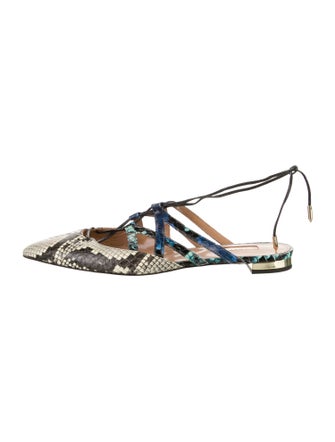 Aquazzura Snakeskin Animal Print Slingback Flats