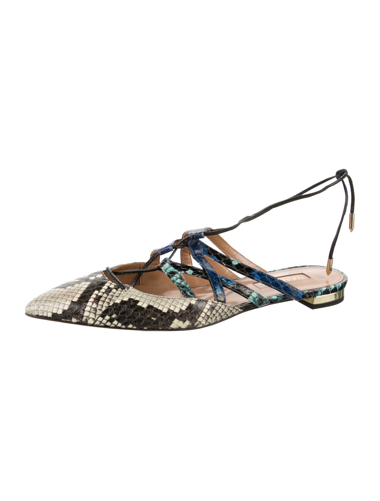 Aquazzura Snakeskin Animal Print Slingback Flats