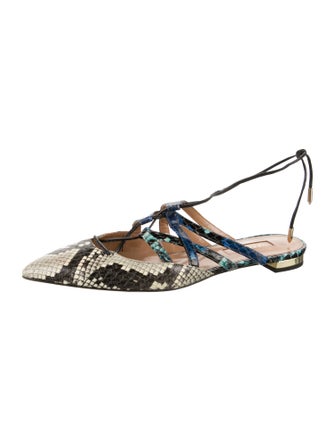 Aquazzura Snakeskin Animal Print Slingback Flats