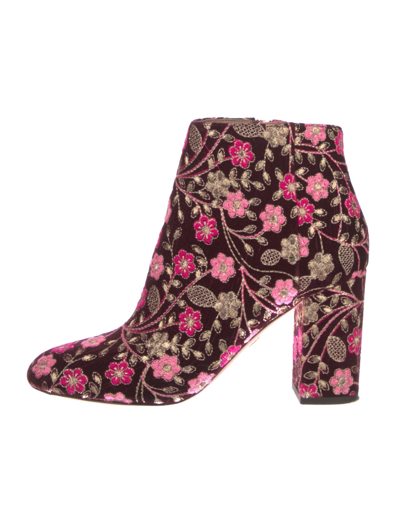 Aquazzura Velvet Floral Print Boots