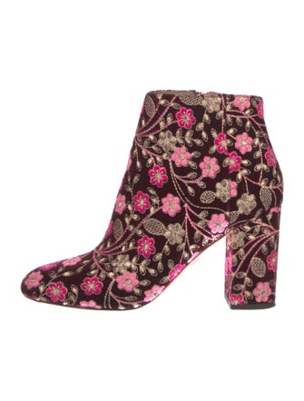 Aquazzura Velvet Floral Print Boots