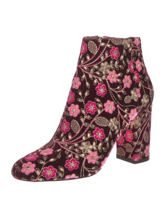 Aquazzura Velvet Floral Print Boots