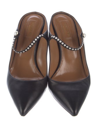 Aquazzura Faux Pearl Accents Leather Mules