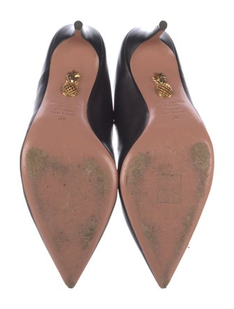 Aquazzura Faux Pearl Accents Leather Mules