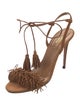 Aquazzura Suede Tassel Accents T-Strap Sandals