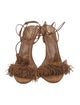 Aquazzura Suede Tassel Accents T-Strap Sandals