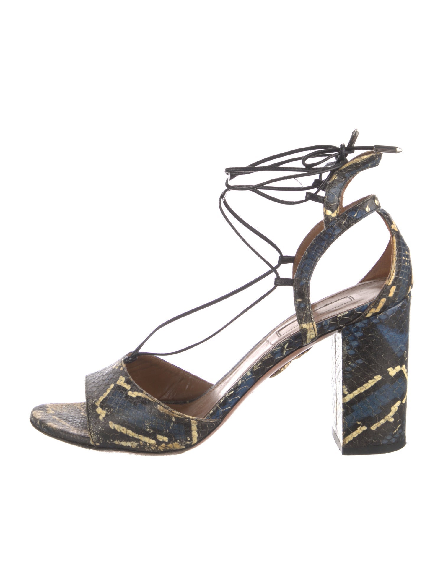 Aquazzura Embossed Leather Animal Print Sandals