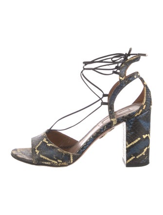 Aquazzura Embossed Leather Animal Print Sandals