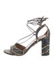 Aquazzura Embossed Leather Animal Print Sandals