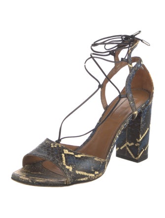 Aquazzura Embossed Leather Animal Print Sandals